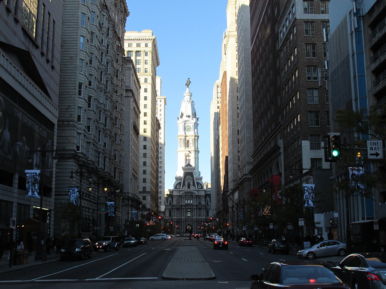 Philadelphia City Hall and downtown street scene
